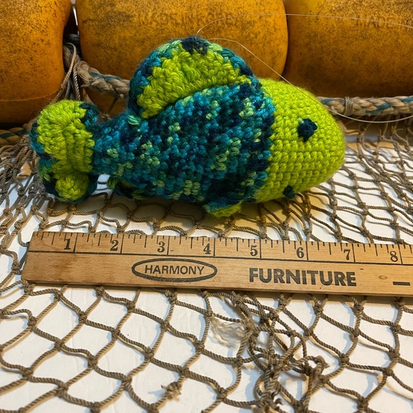 Crochet  Green & Blue Large Fish Deco Ornament SK - Picture 5 of 5